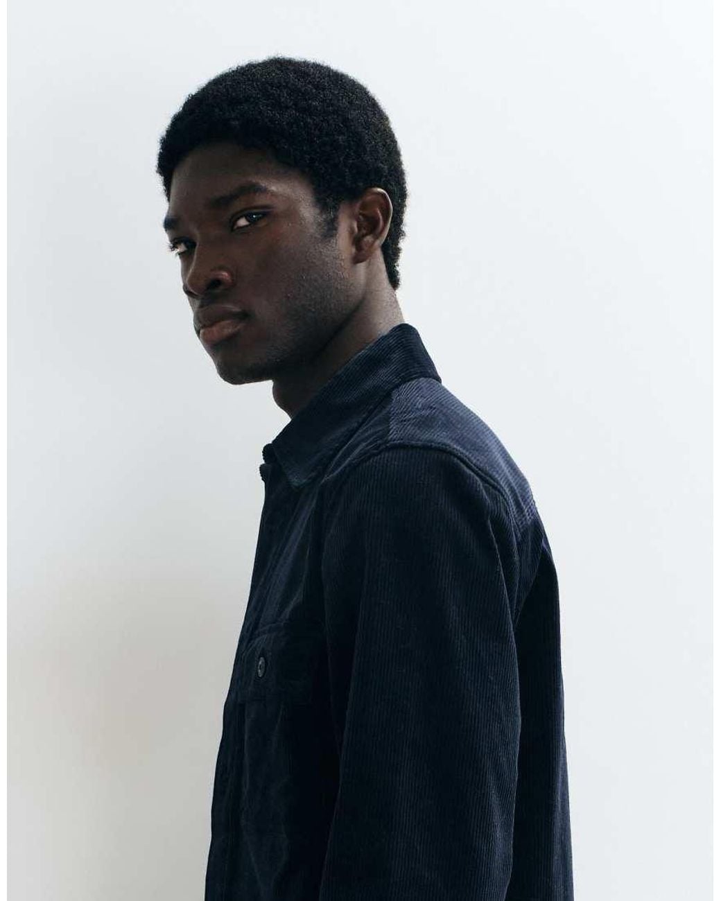 Mango Blue Cord Overshirt for men