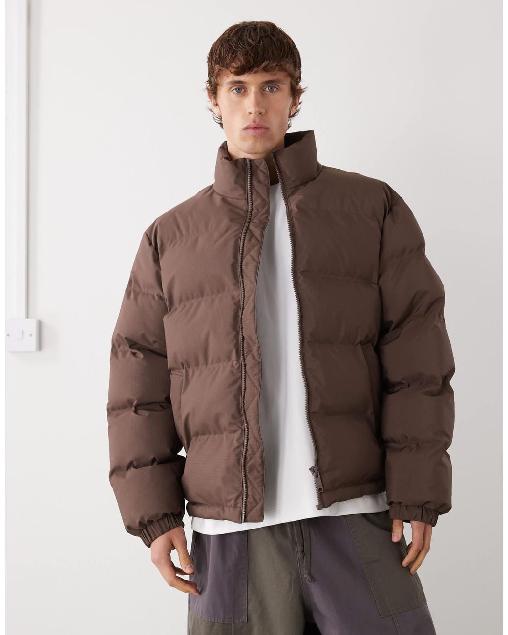Weekday Brown Cole Puffer Jacket for men