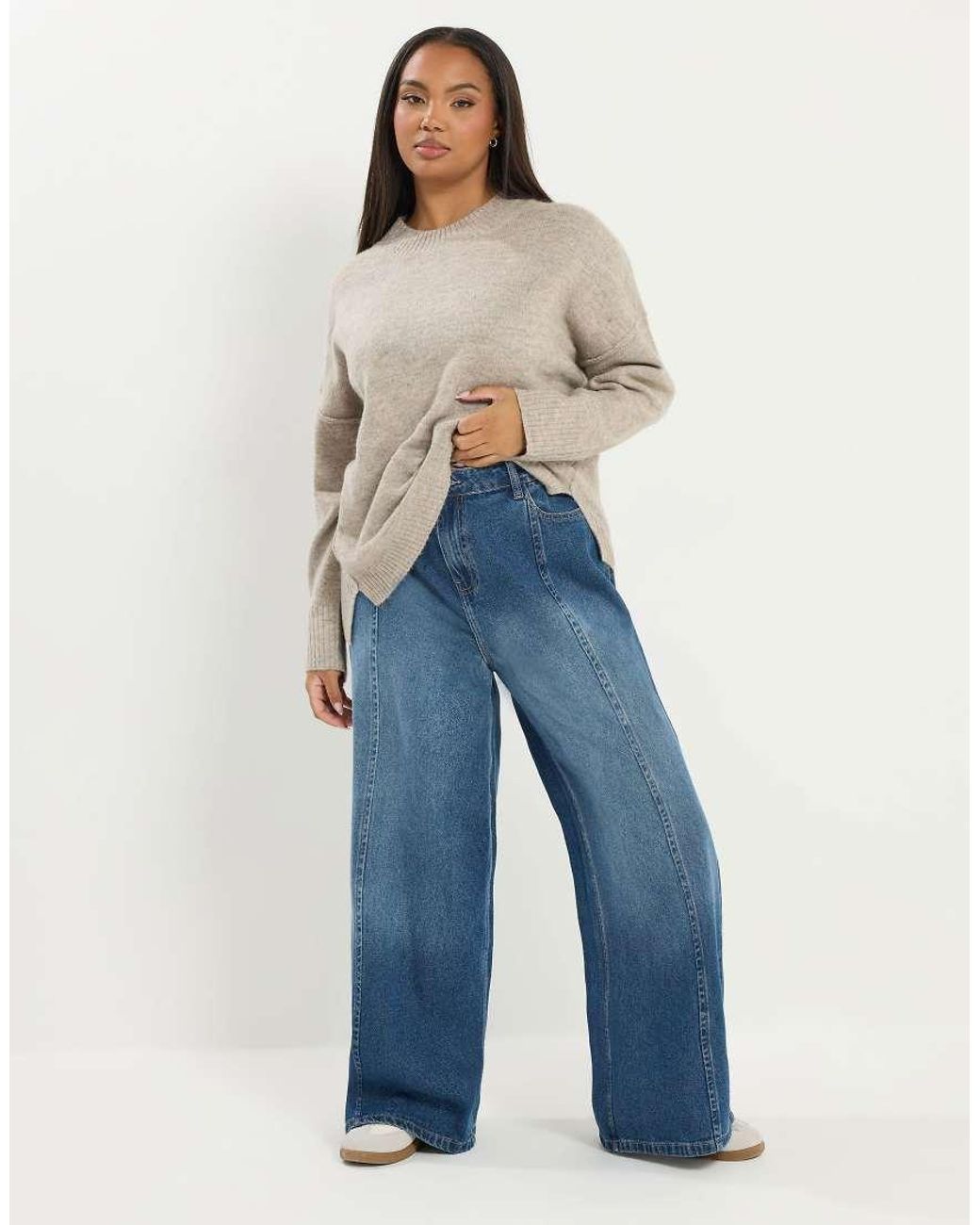 Yours Clothing Blue Palazzo Wide Leg Jeans