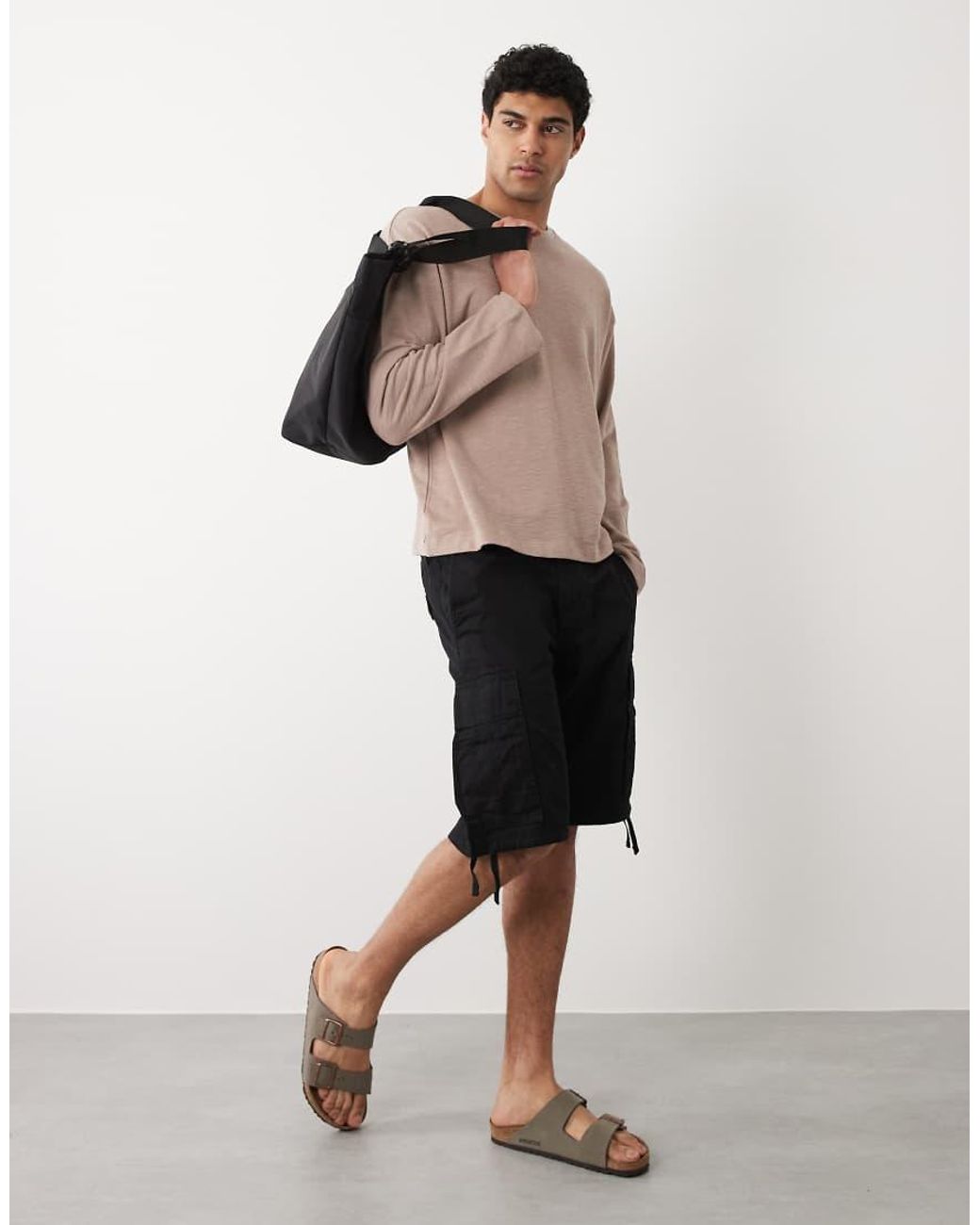 Jack & Jones Black Cargo Shorts for men