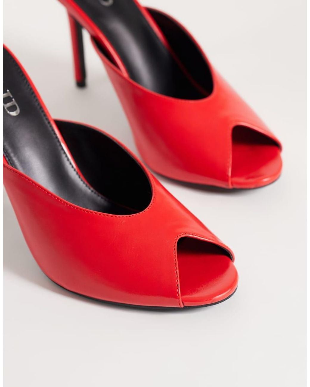Raid Red Elana Peep Toe Heeled Mules