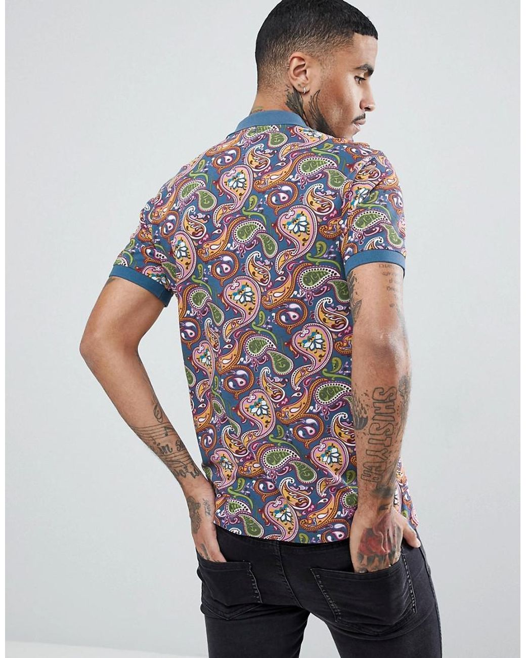 Pretty Green Paisley Polo Shirt for Men | Lyst