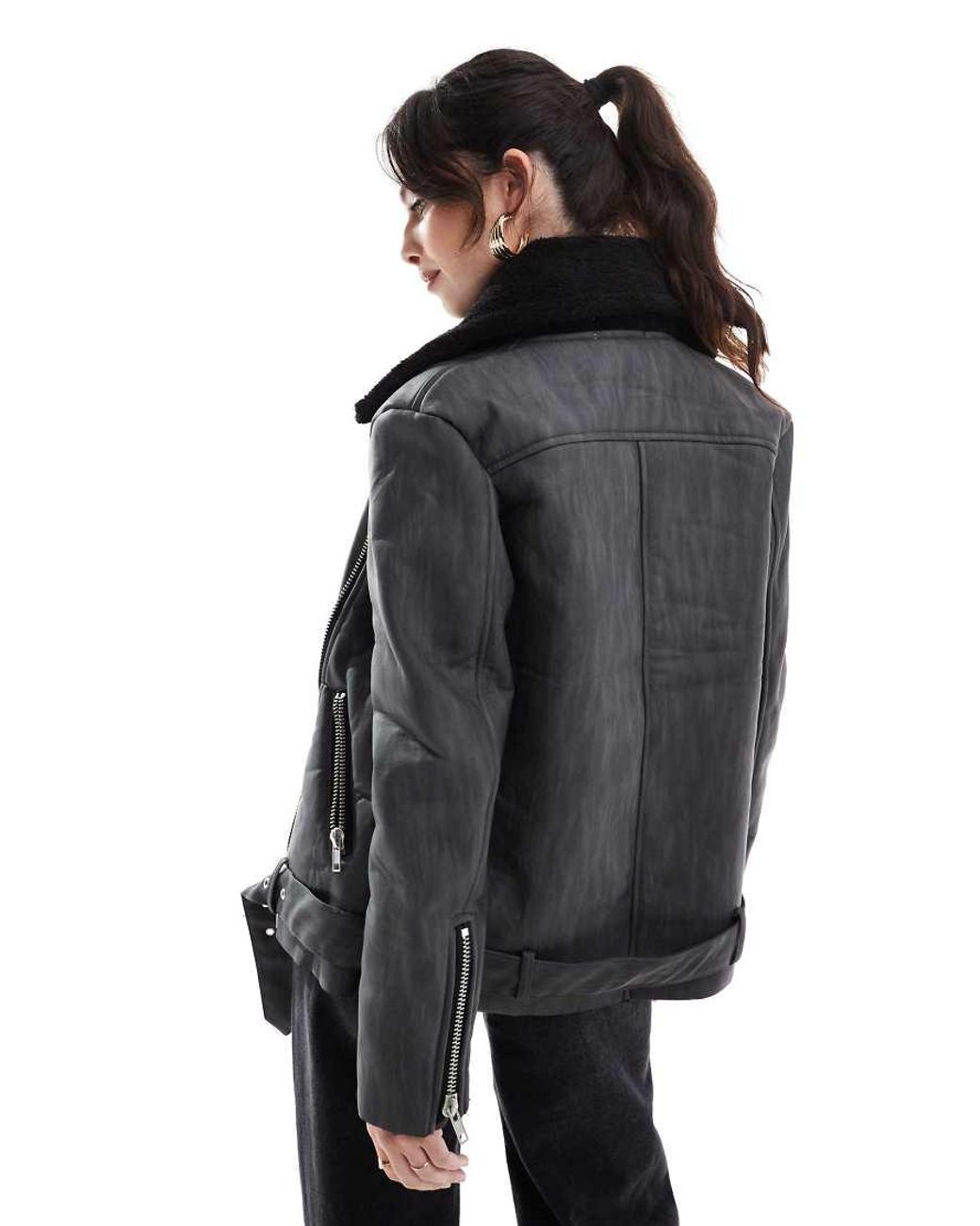 Glamorous Black Aviator Oversized Jacket