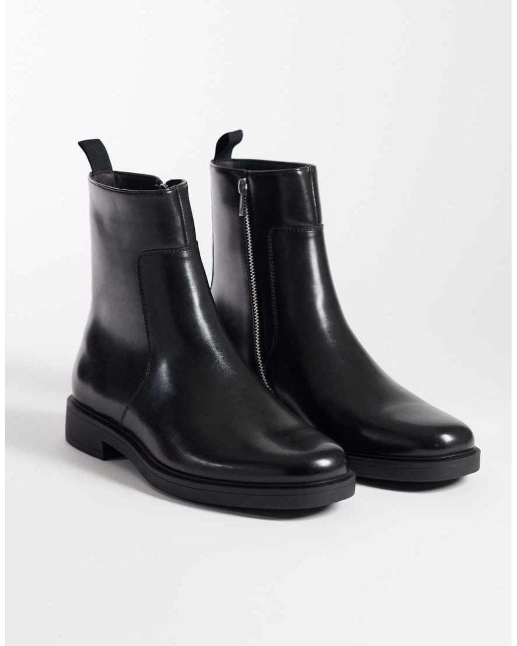 ASOS Black Zip Up Boots With Seam Detail for men