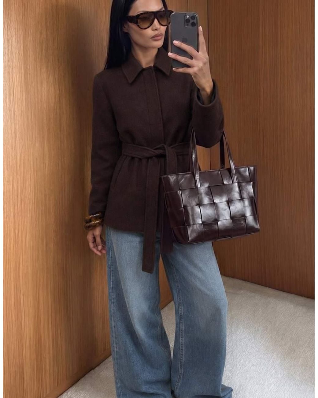 NA-KD Brown Belted Short Coat