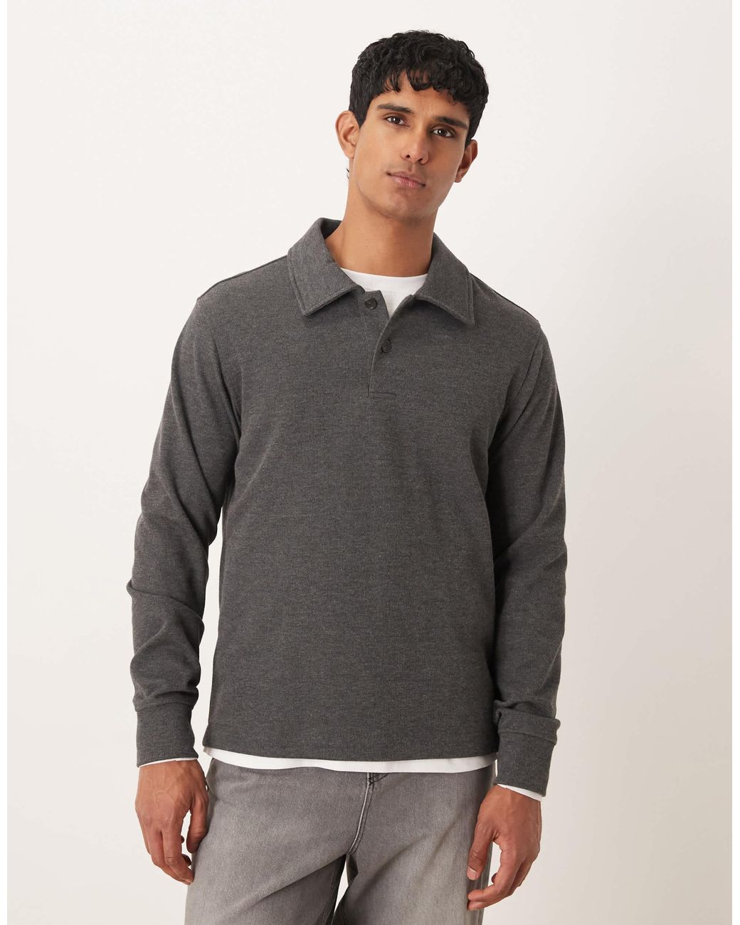 Mango Classic Polo Sweatshirt in Grey for Men | Lyst Canada