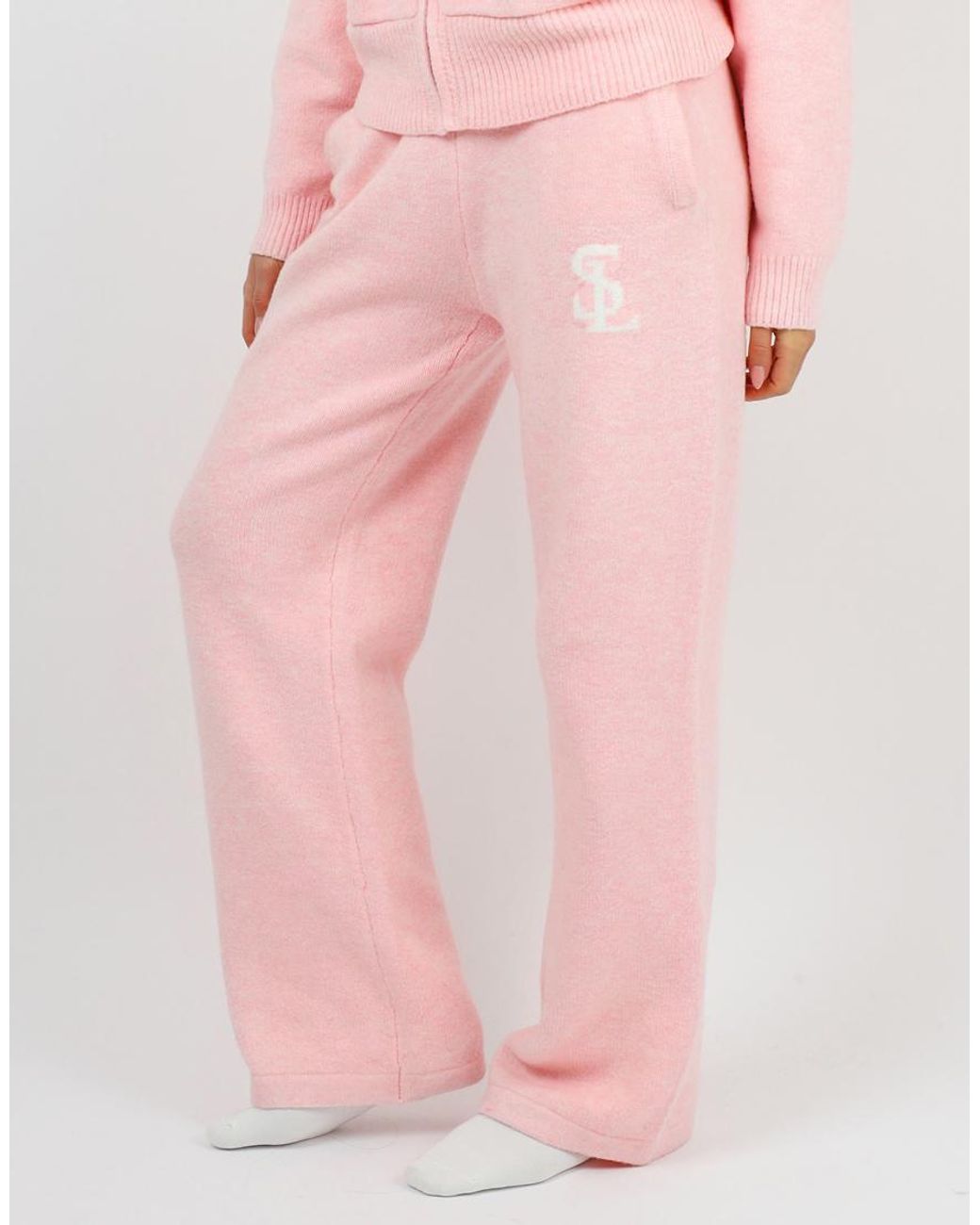 SIMMI Pink Romy Chunky Knit Wide Leg Trouser
