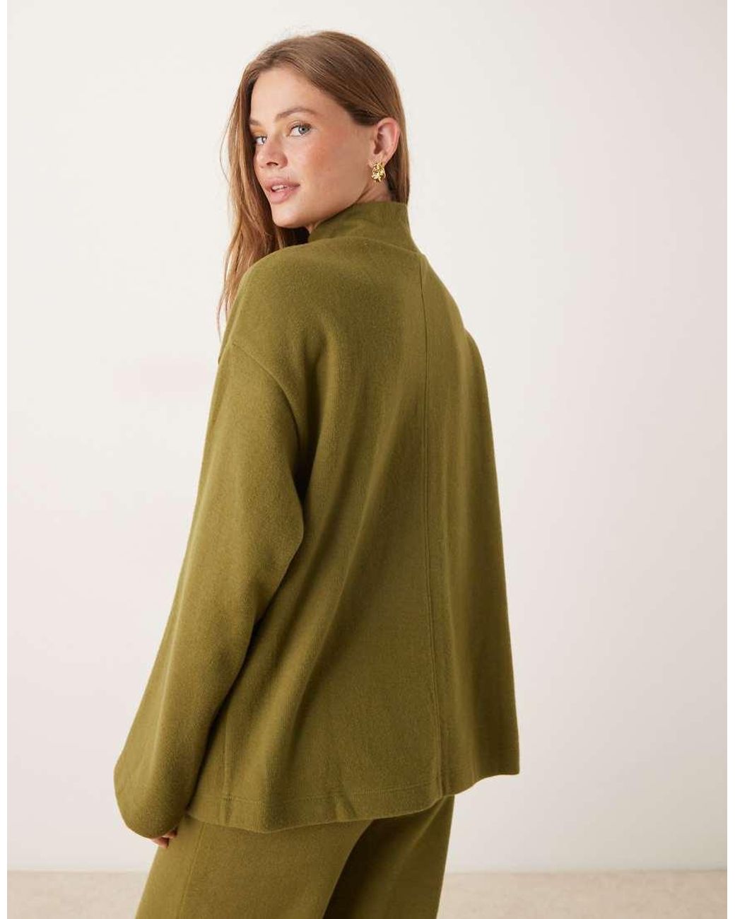 ASOS Green Supersoft Seam Front Longline Roll Neck Top Co-Ord