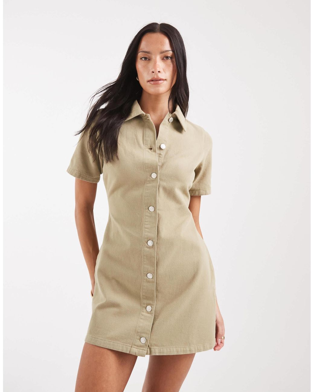 ASOS Natural Button Through Mini Dress