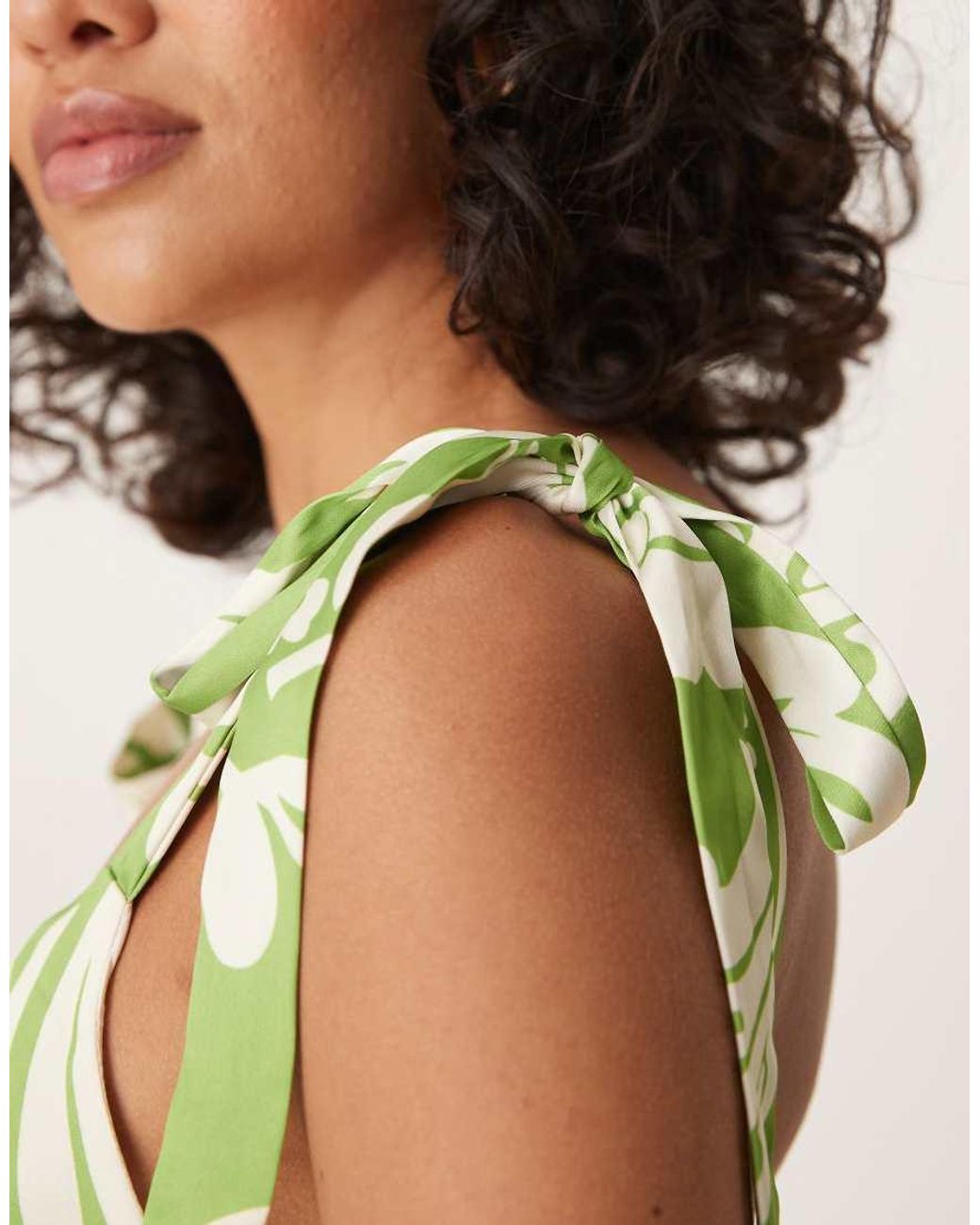 Lovedrobe Green Tie Shoulder Ruffle Midaxi Dress