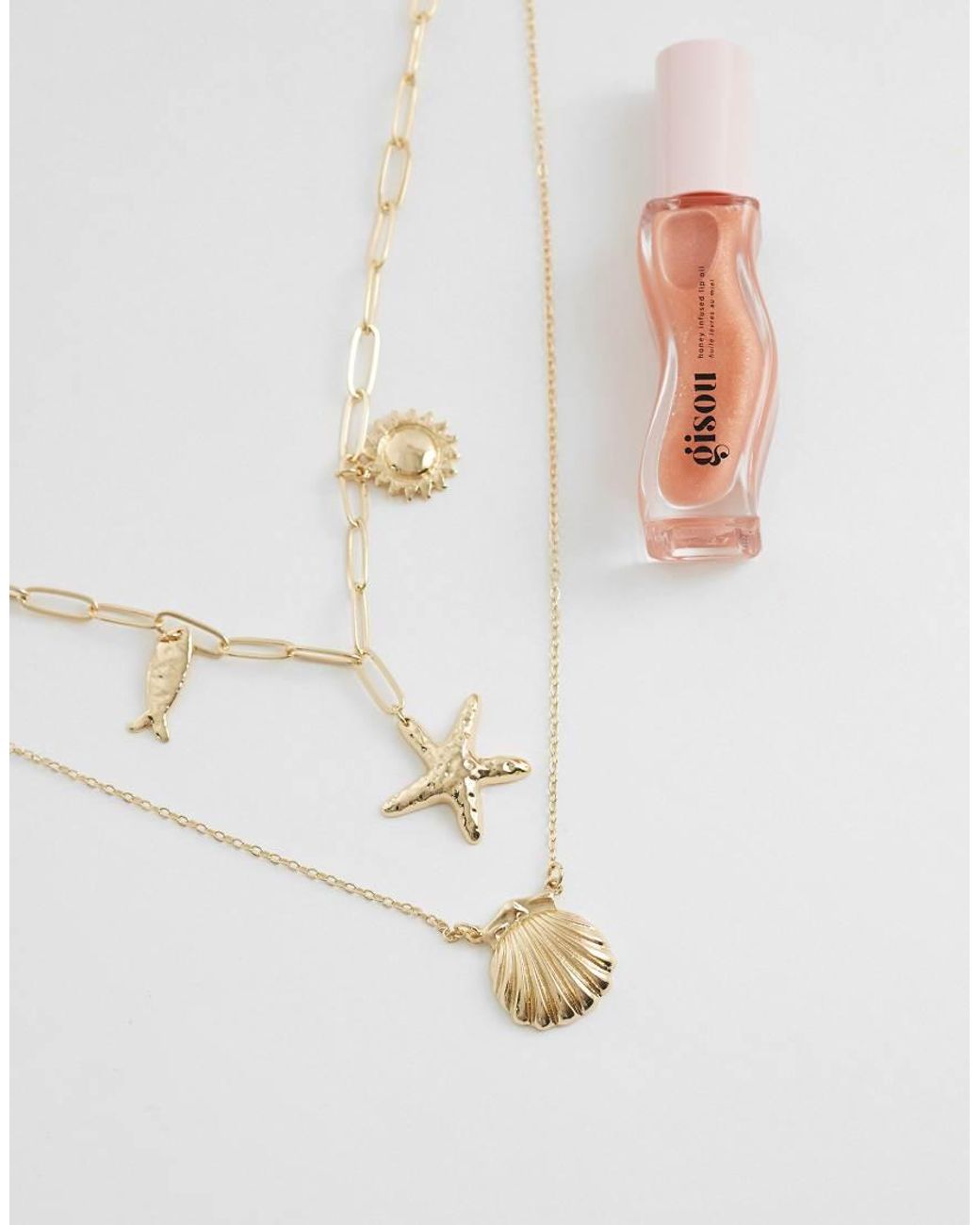 ASOS White Mutli-row Necklace With Sea-life Charms