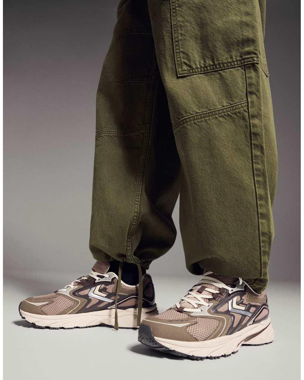 Bershka Green Cargo Parachute Jeans for men