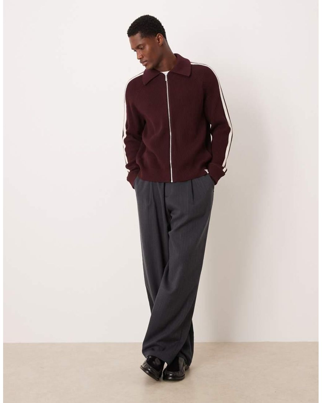 Calvin Klein Red Stripe Knit Track Jacket for men