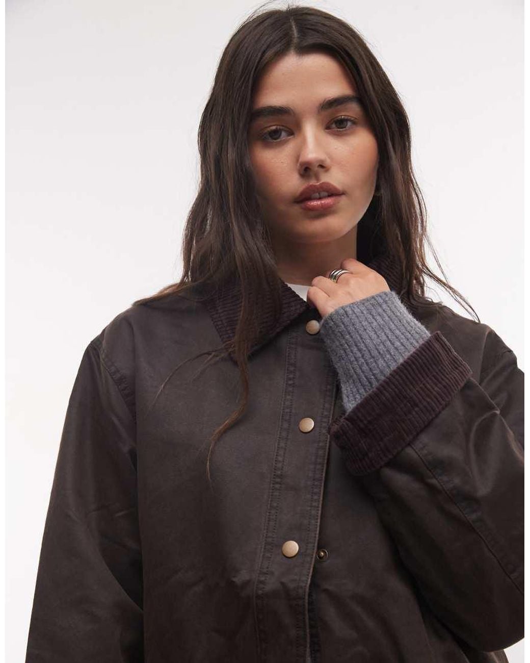 Reclaimed Vintage Brown Waxed Longline Mac