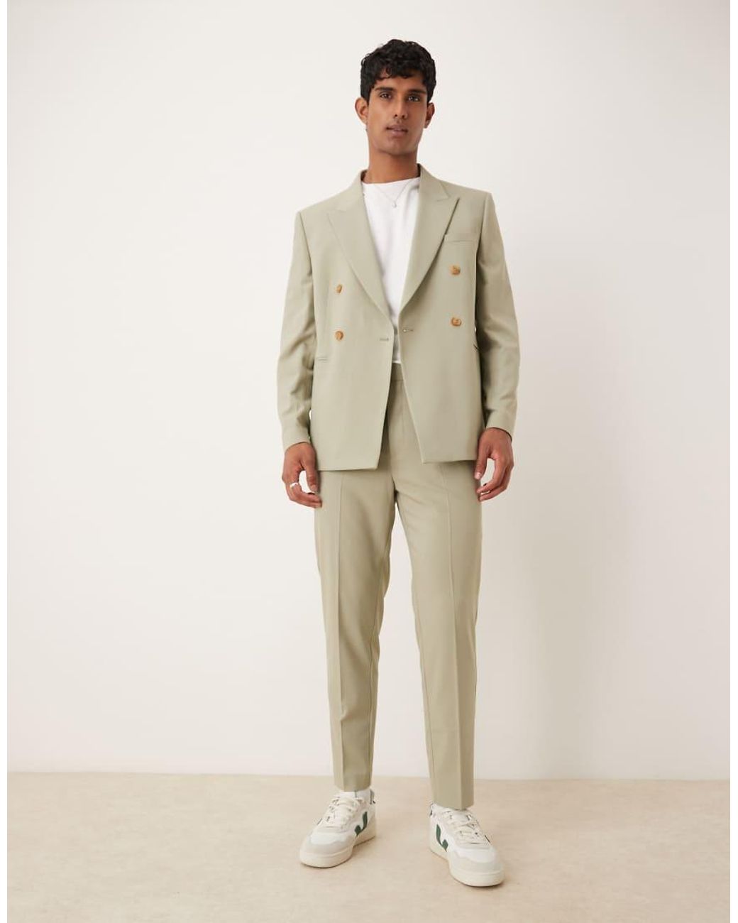 ASOS Natural Double Breasted Regular Suit Jacket for men