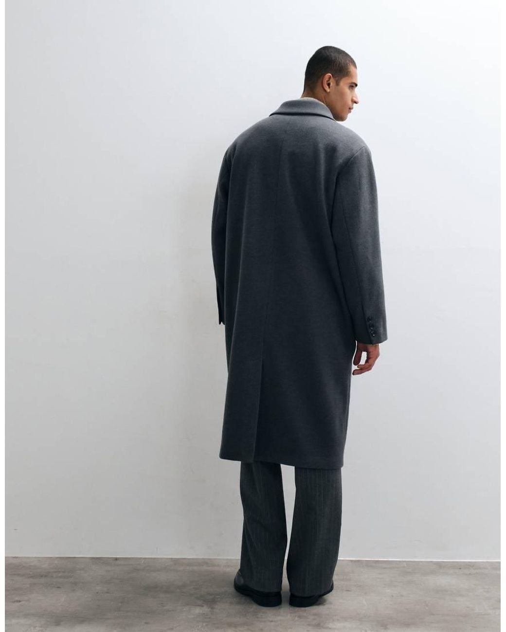ASOS Black Wool Look Oversized Overcoat for men