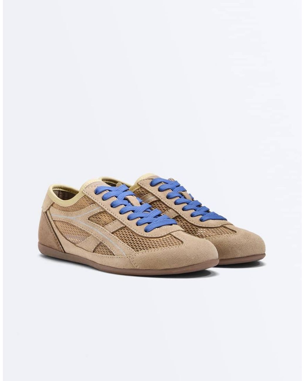 Oysho White Leather And Mesh Sport Trainers