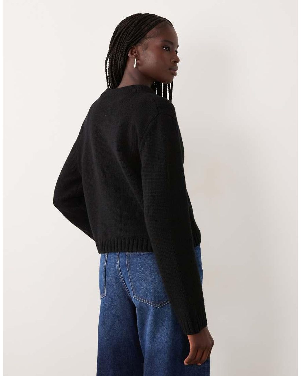 ARKET Black Pure Wool Long Sleeve High Neck Cardigan