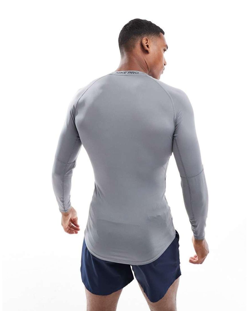 Nike Gray Nike Pro Tight Longsleeve Top for men