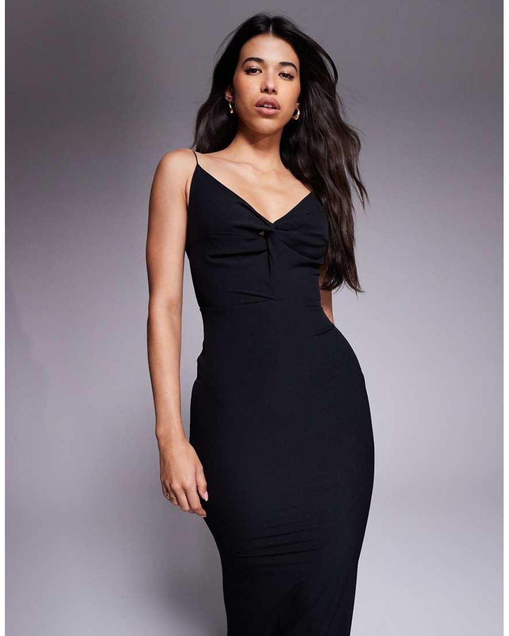 Vesper Black Fishtail Strappy Maxi Dress
