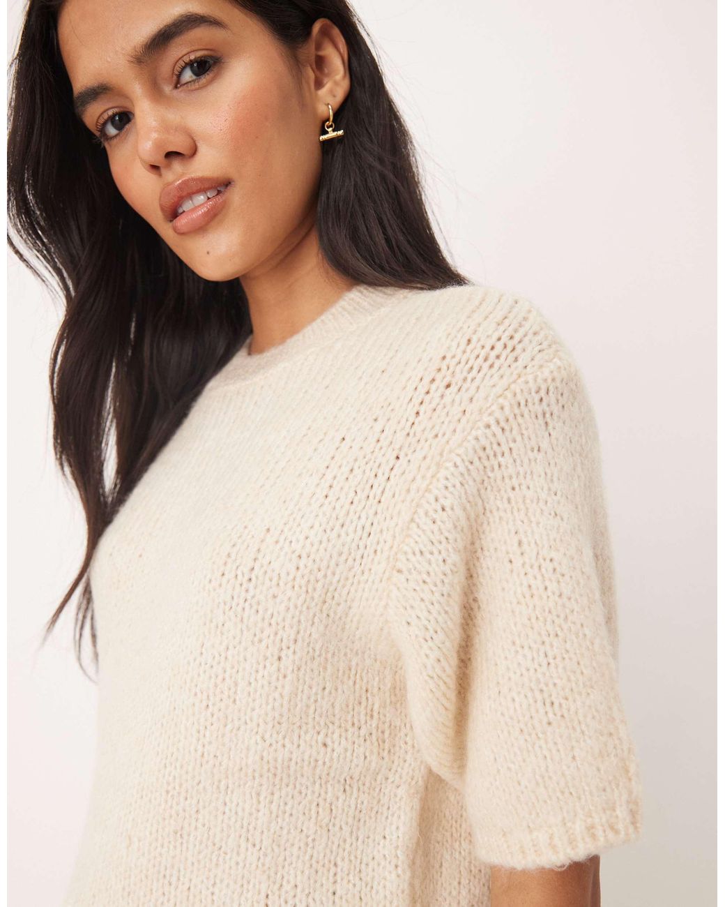 Jdy Natural – kurzärmliger strickpullover