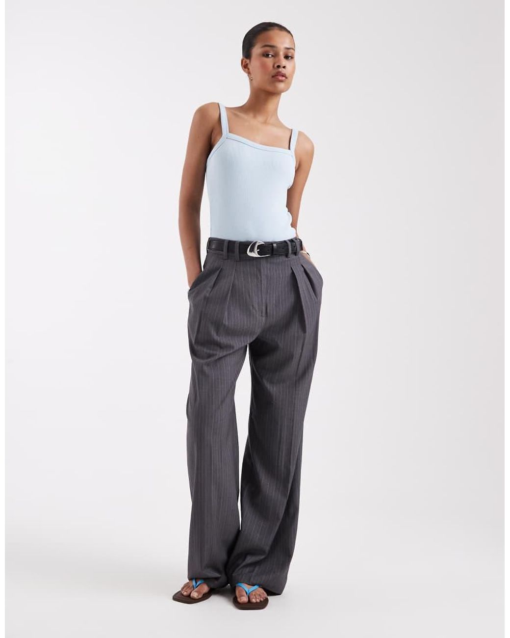 JJXX White Ribbed Square Neck Vest