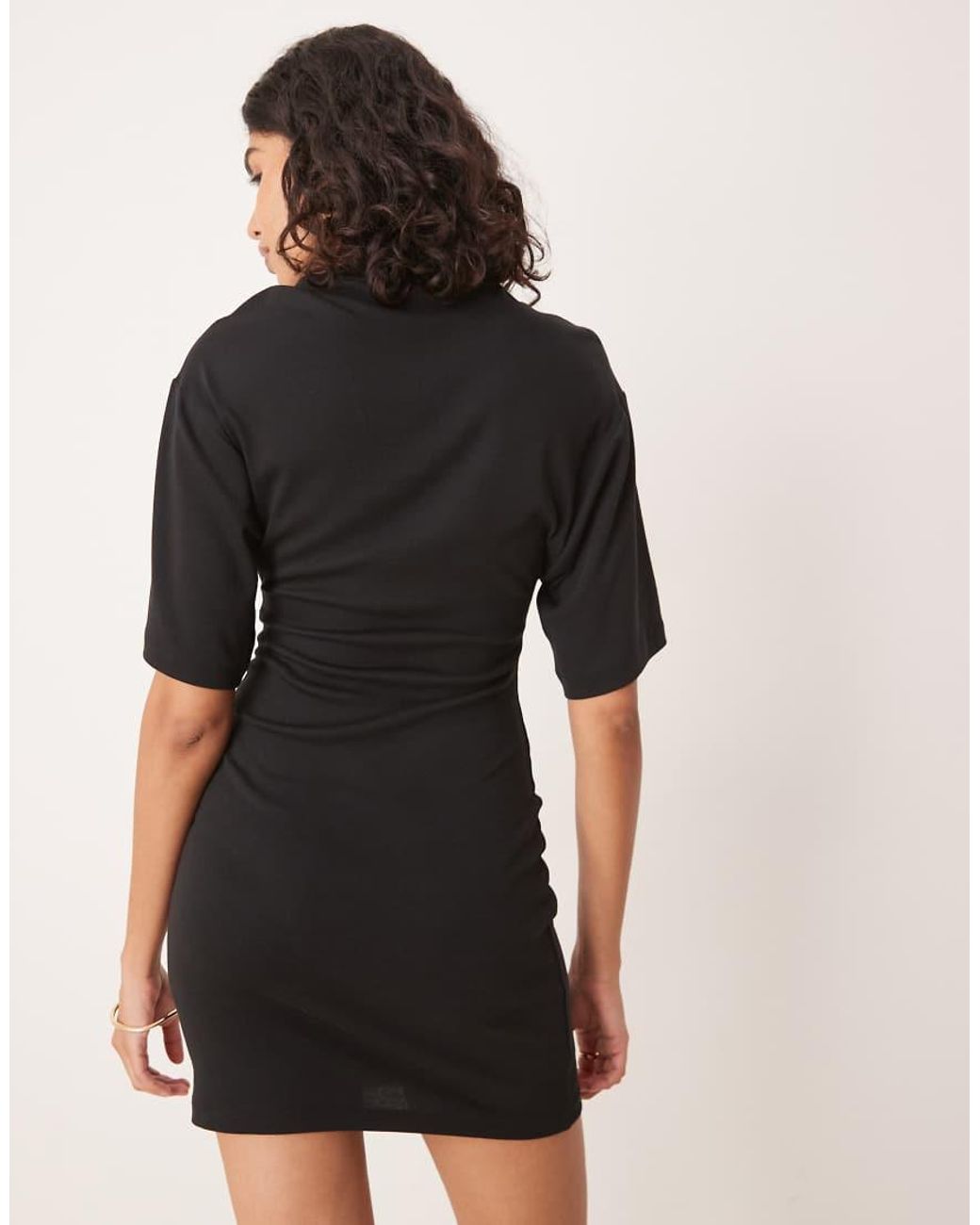 Gina Tricot Black Short Sleeve Sculpt Jersey Mini Dress