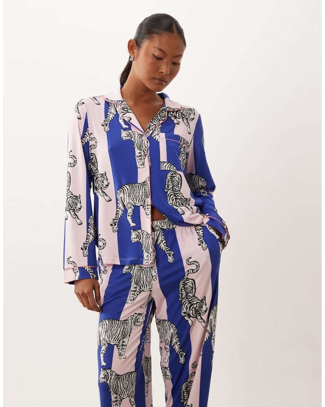 Chelsea Peers Blue Super Soft Button-up Pyjama Set