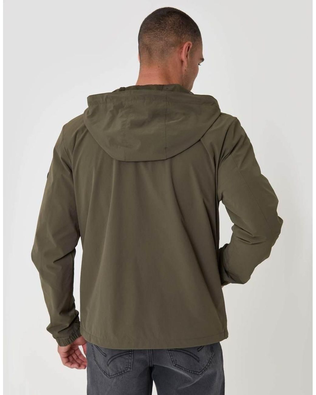 Threadbare Green Showerproof Ripstop Hooded Jacket for men