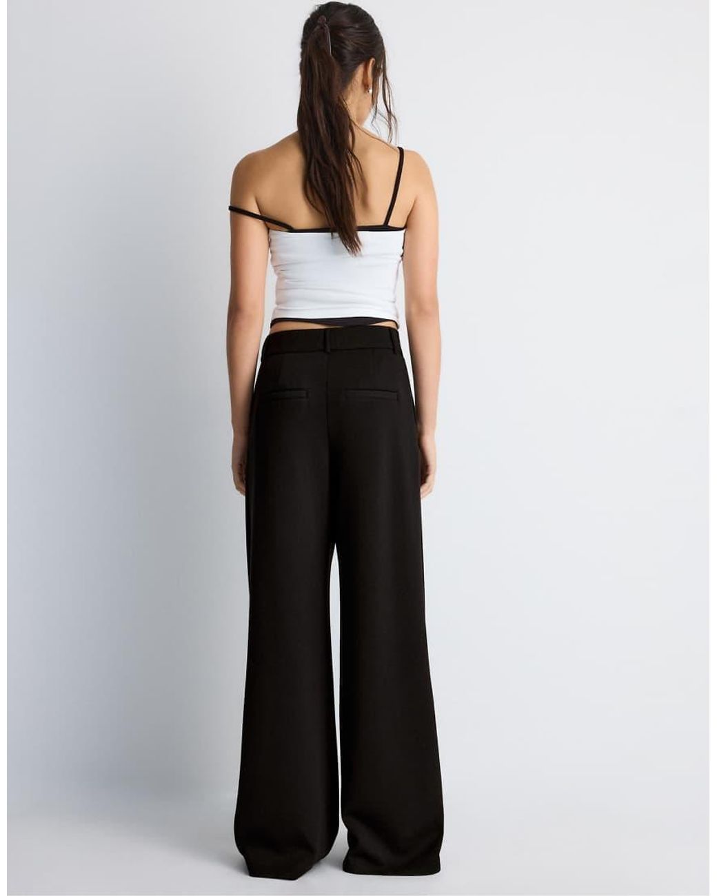 Stradivarius Black Petite Soft-Touch Smart Trousers