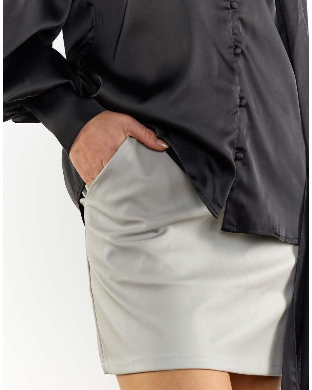 NARRATED Black Bias Mini Skirt