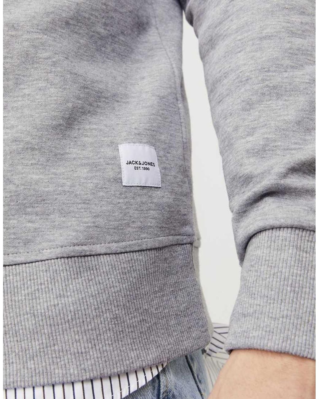 Jack & Jones Gray Basic Standard Fit Crew Neck Sweatshirt for men