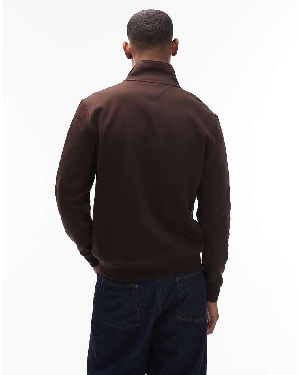 Tommy Hilfiger Brown Essential 1/4 Zip Jumper for men