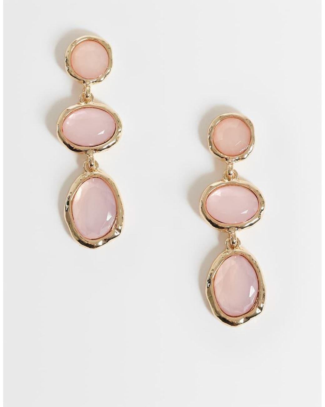 Accessorize Natural Triple Pink Gem Drop Earrings