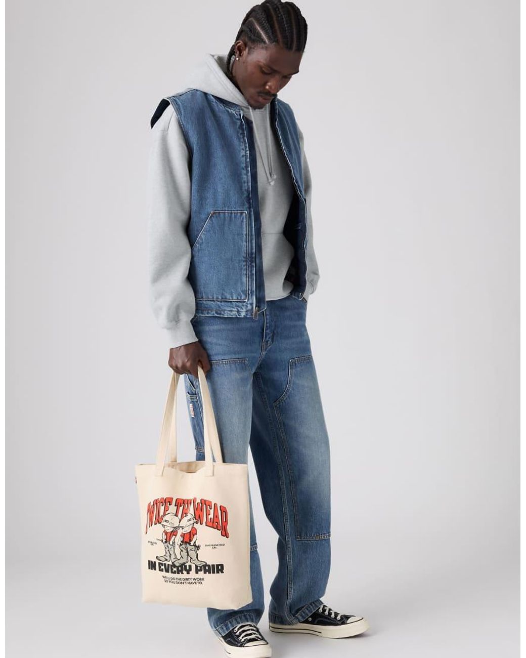 Levi's White Graphic Tote for men
