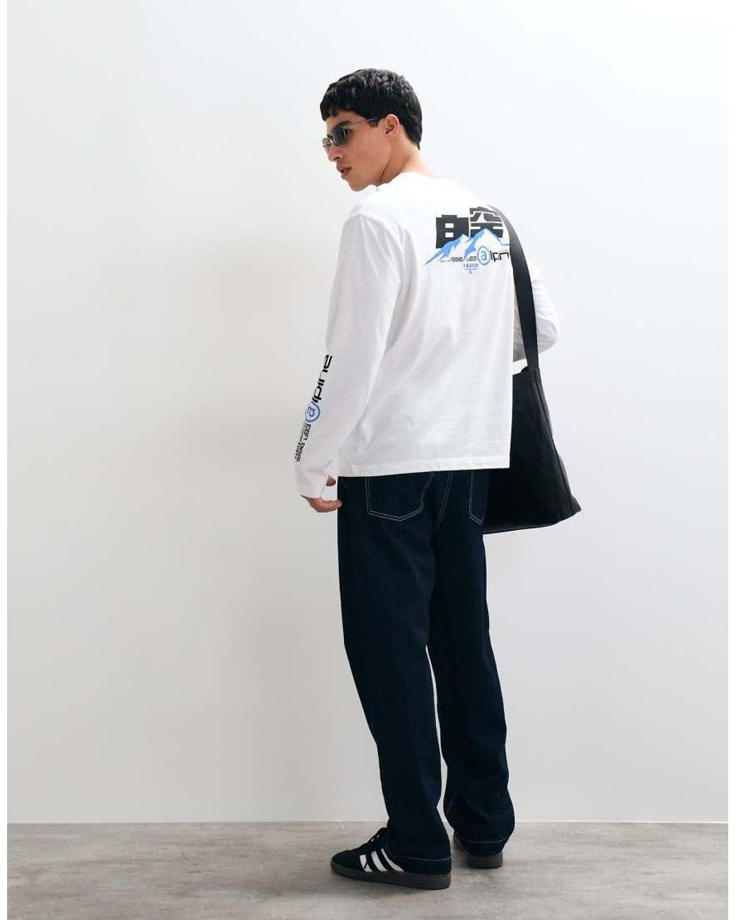 ASOS White Relaxed Long Sleeve T-Shirt With Alpine Graphic for men