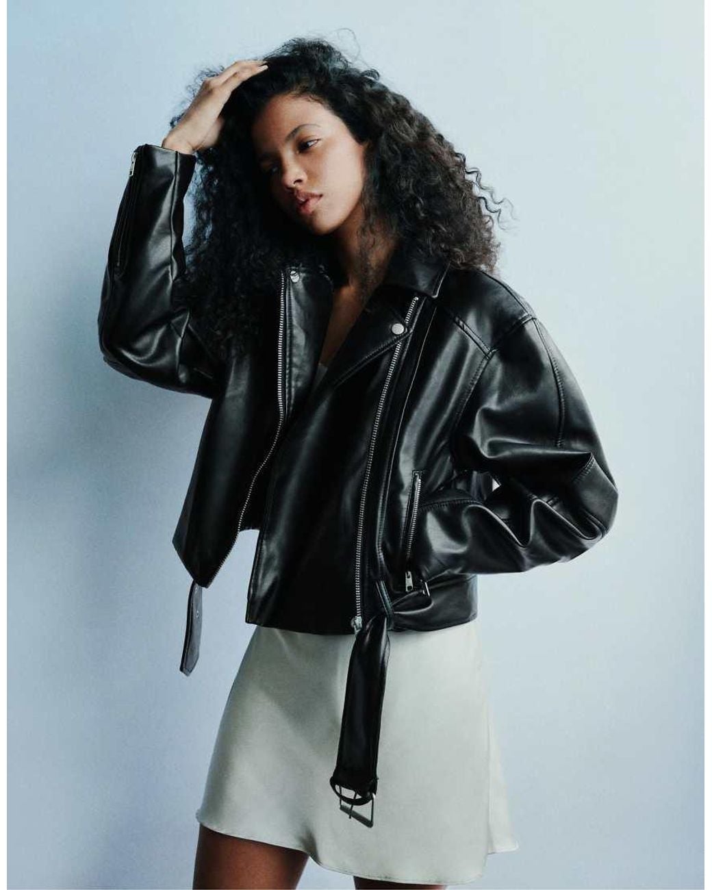 Pull&Bear Black Faux Leather Biker Jacket