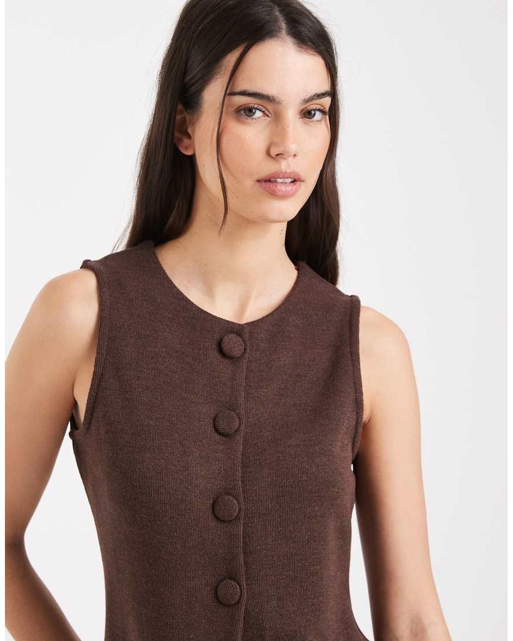 New Look Brown Knitted Waistcoat