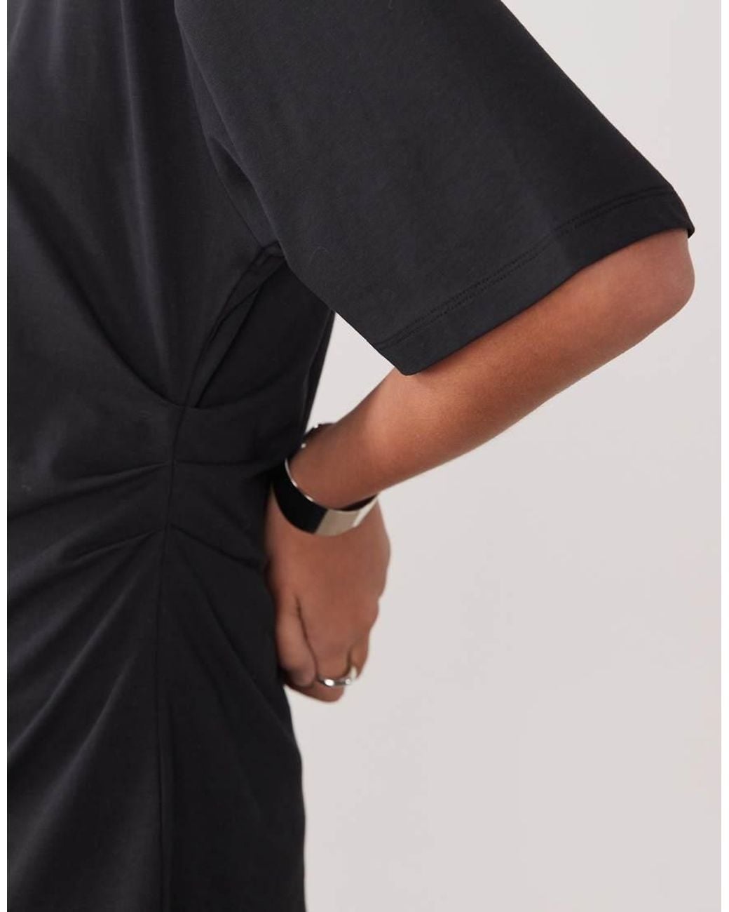 ARKET Black T-shirt With Draped Waist Detail