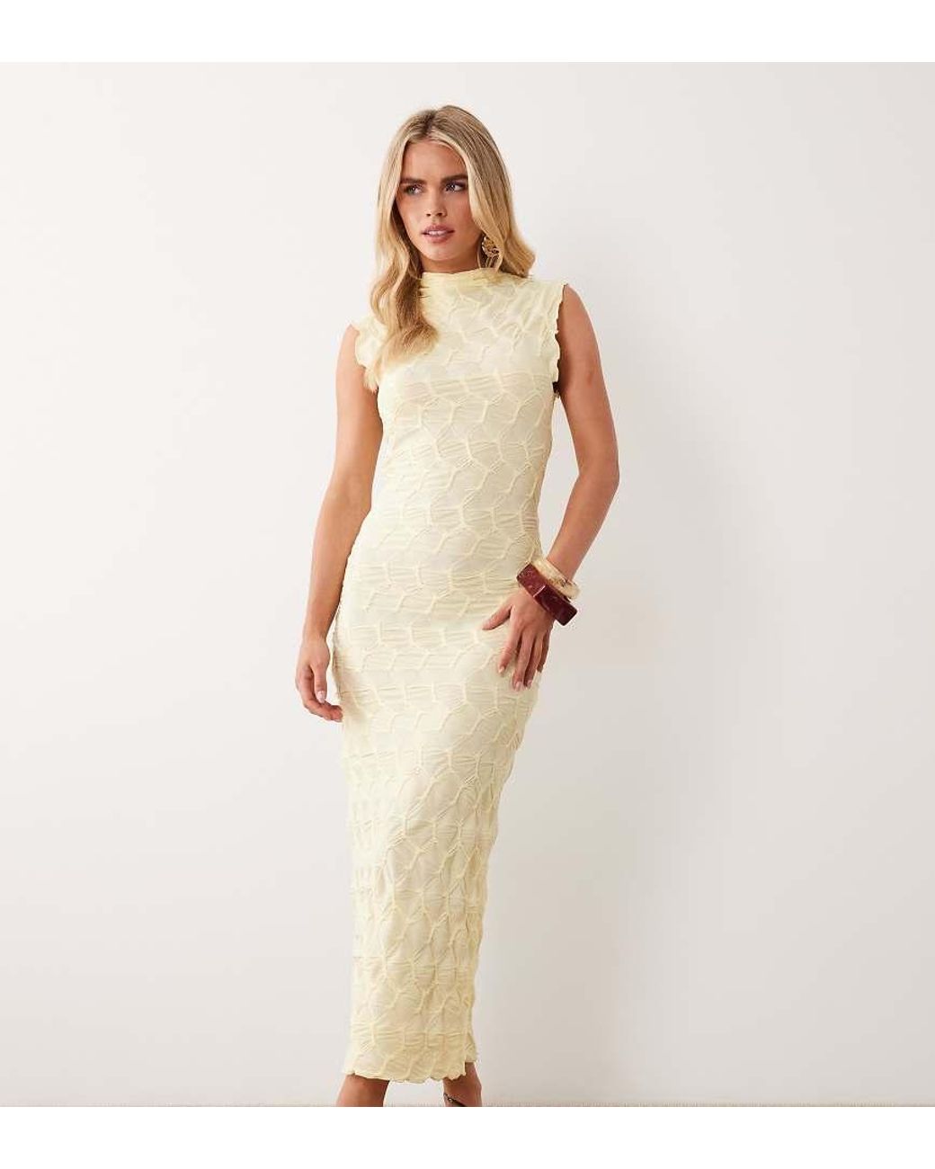 Vila White Textured Jersey Maxi Dress
