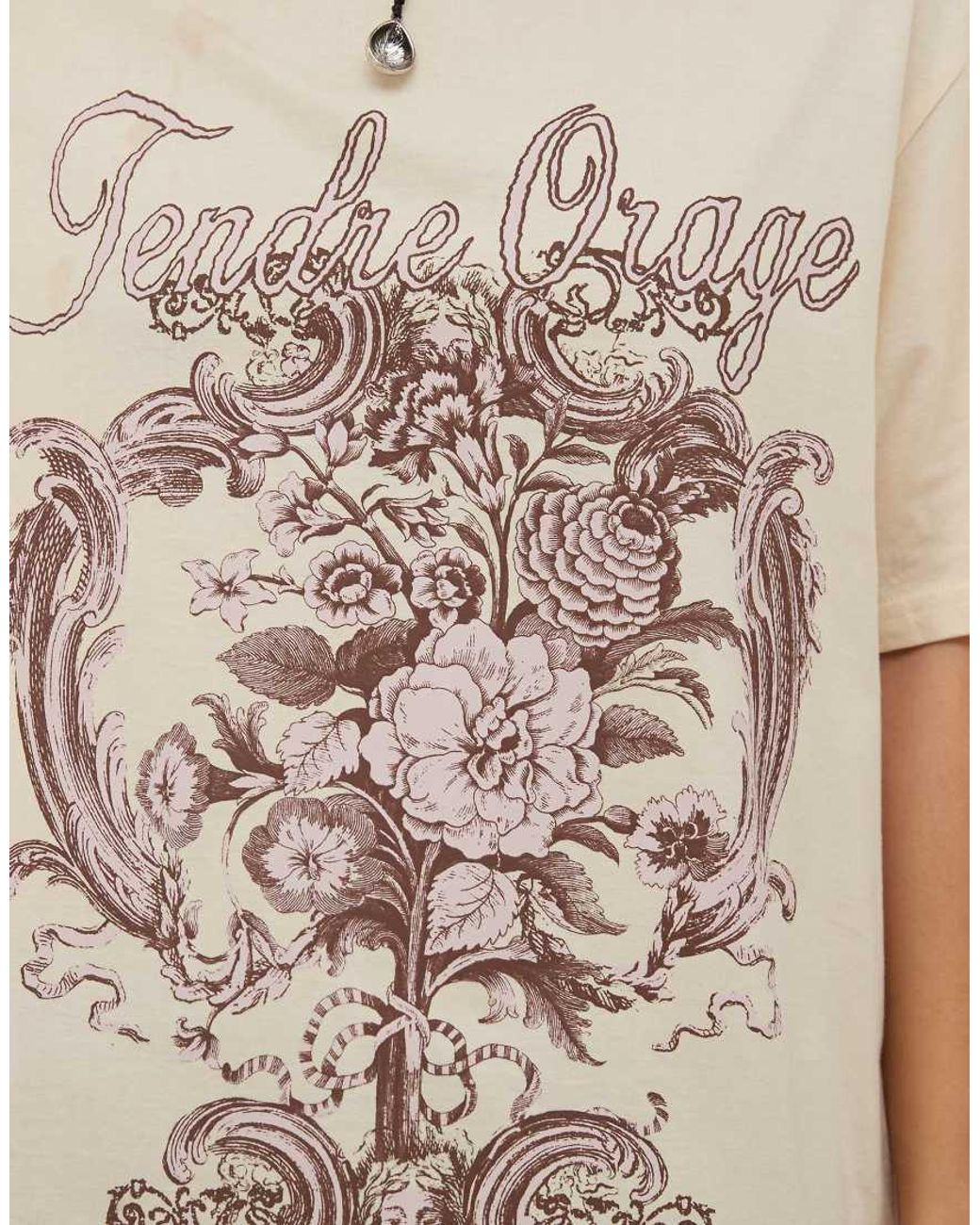 Monki Natural Oversized Floral Graphic T-shirt