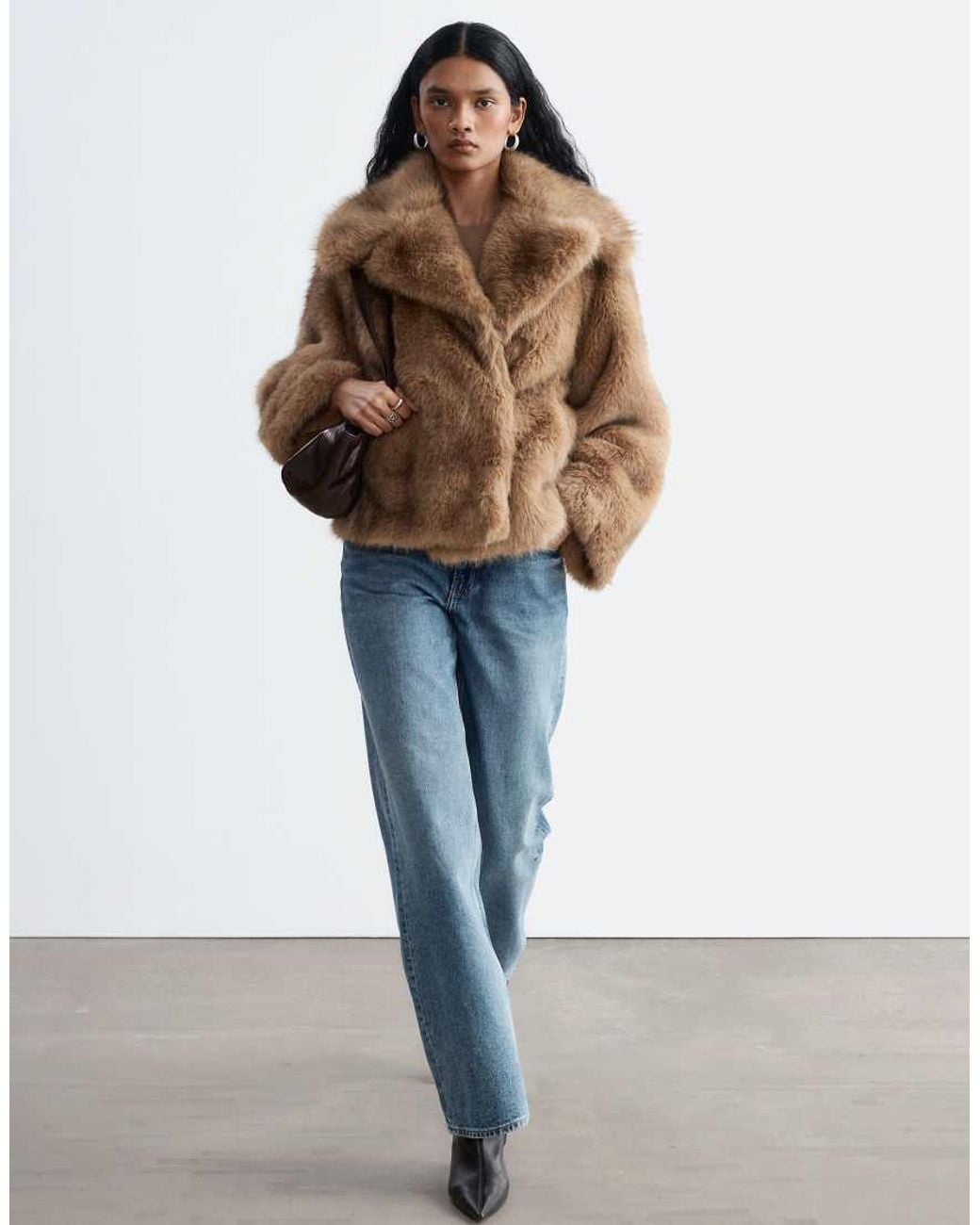 & Other Stories Brown Faux Fur Coat