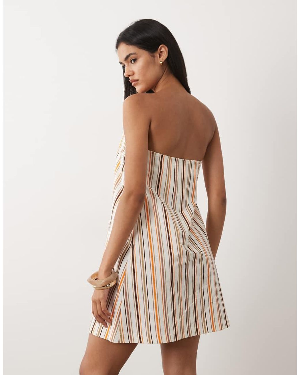 ASOS Natural Linen Blend Strapless Mini Dress