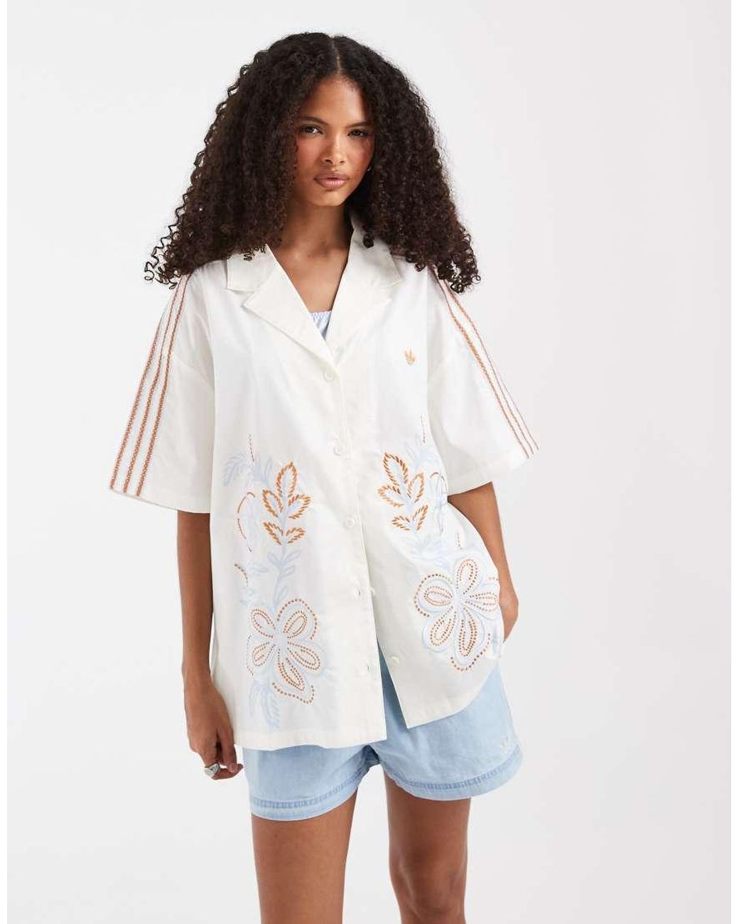 Adidas Originals White Embroidered Resort Shirt