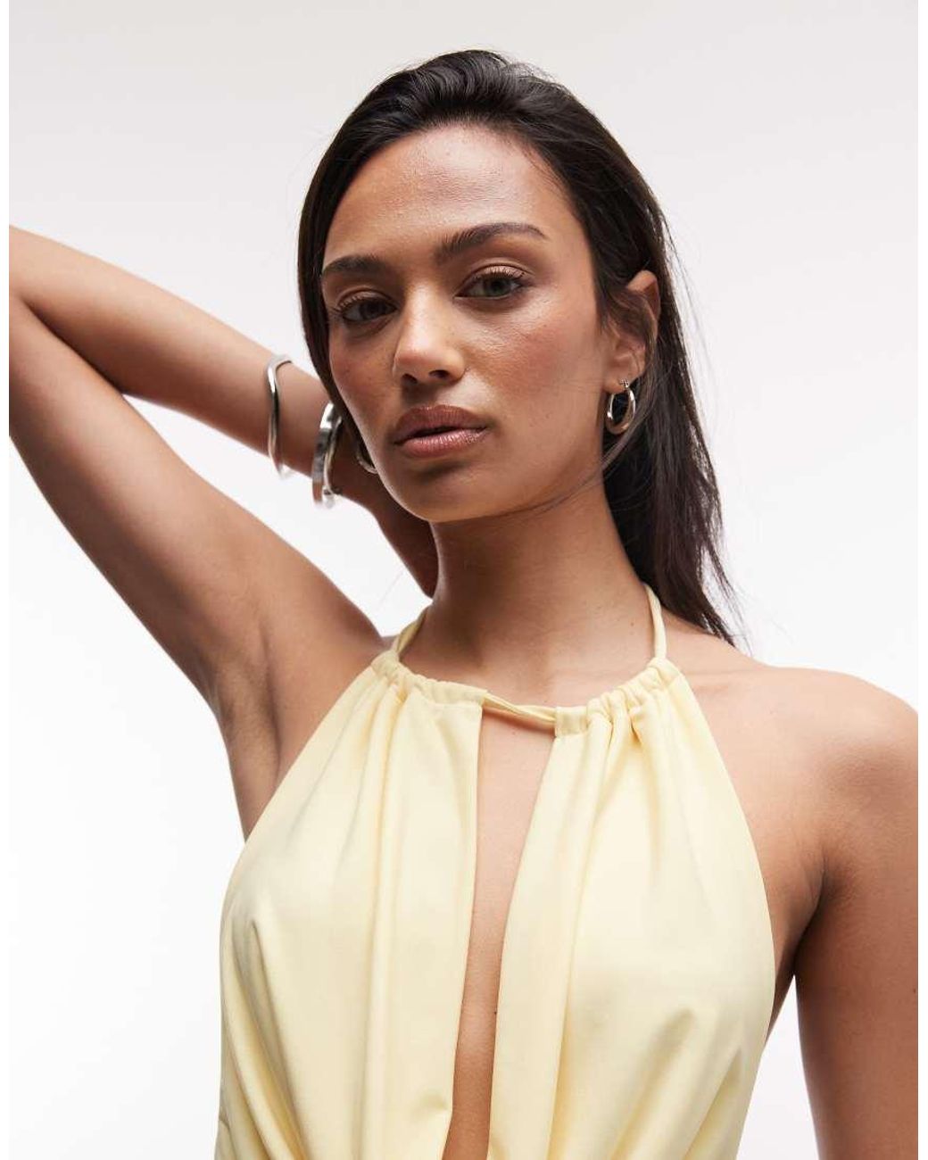 Collusion White Cowl Neck Halter Top