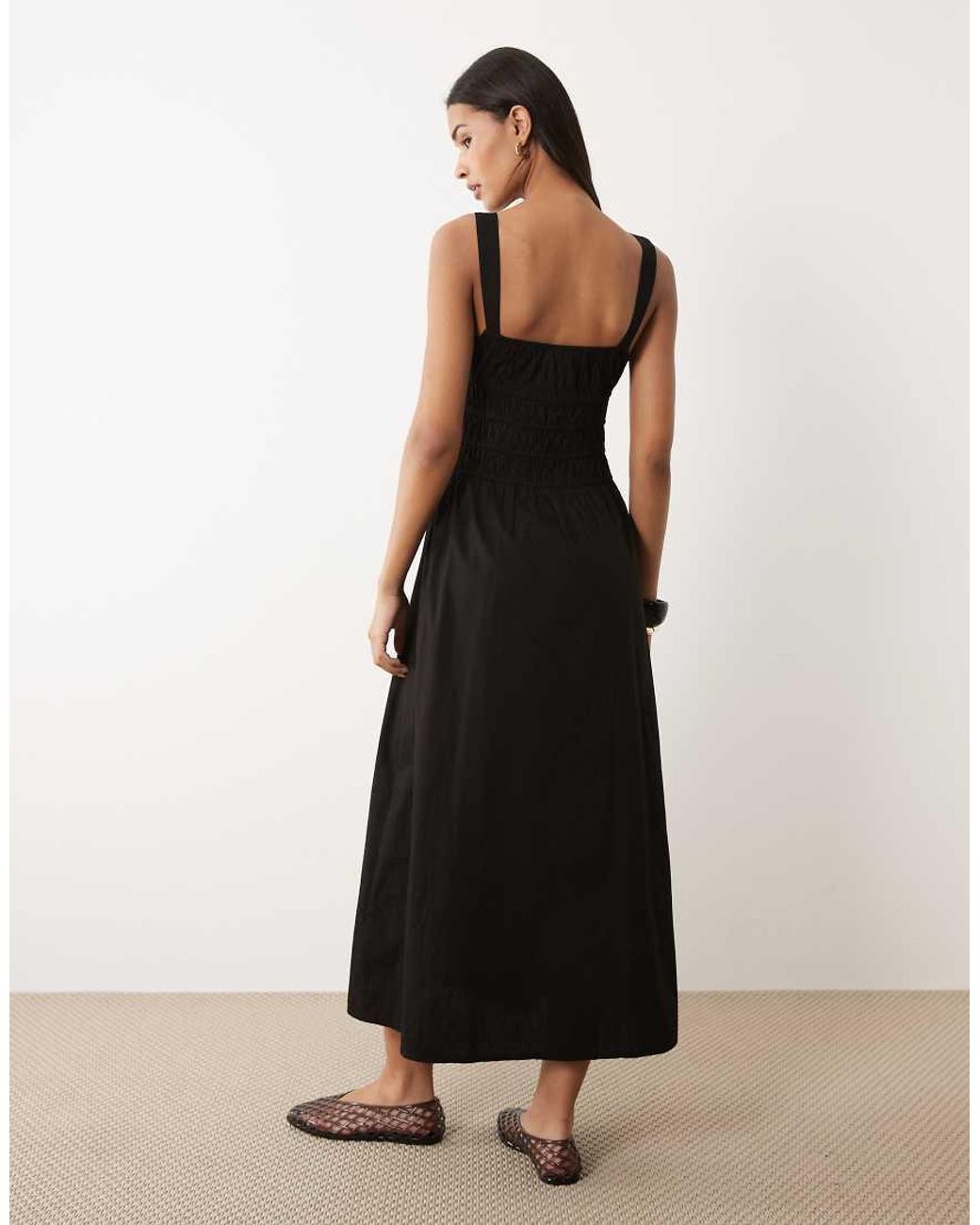 Wednesday's Girl Black Milkmaid Button Detail Dress