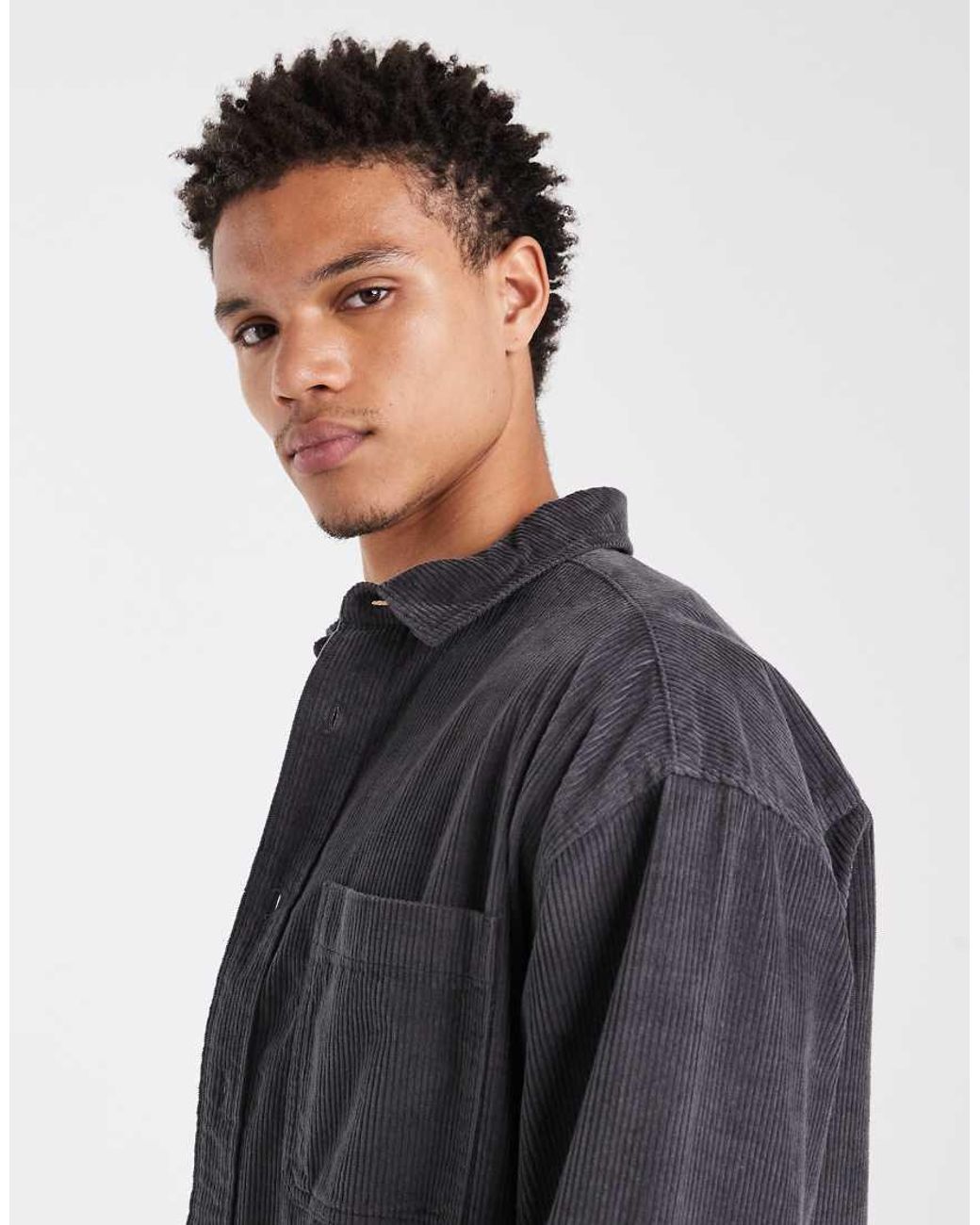 ASOS Blue Oversized Cord Shirt for men