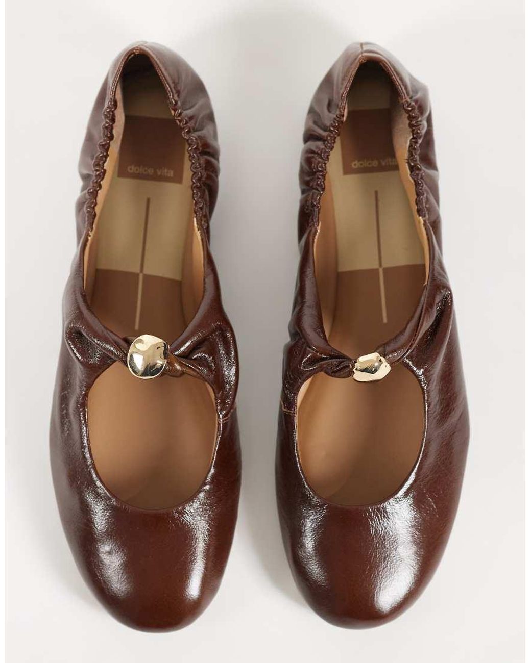 Dolce Vita Brown Cornel Ballet Flats With Gold Detail
