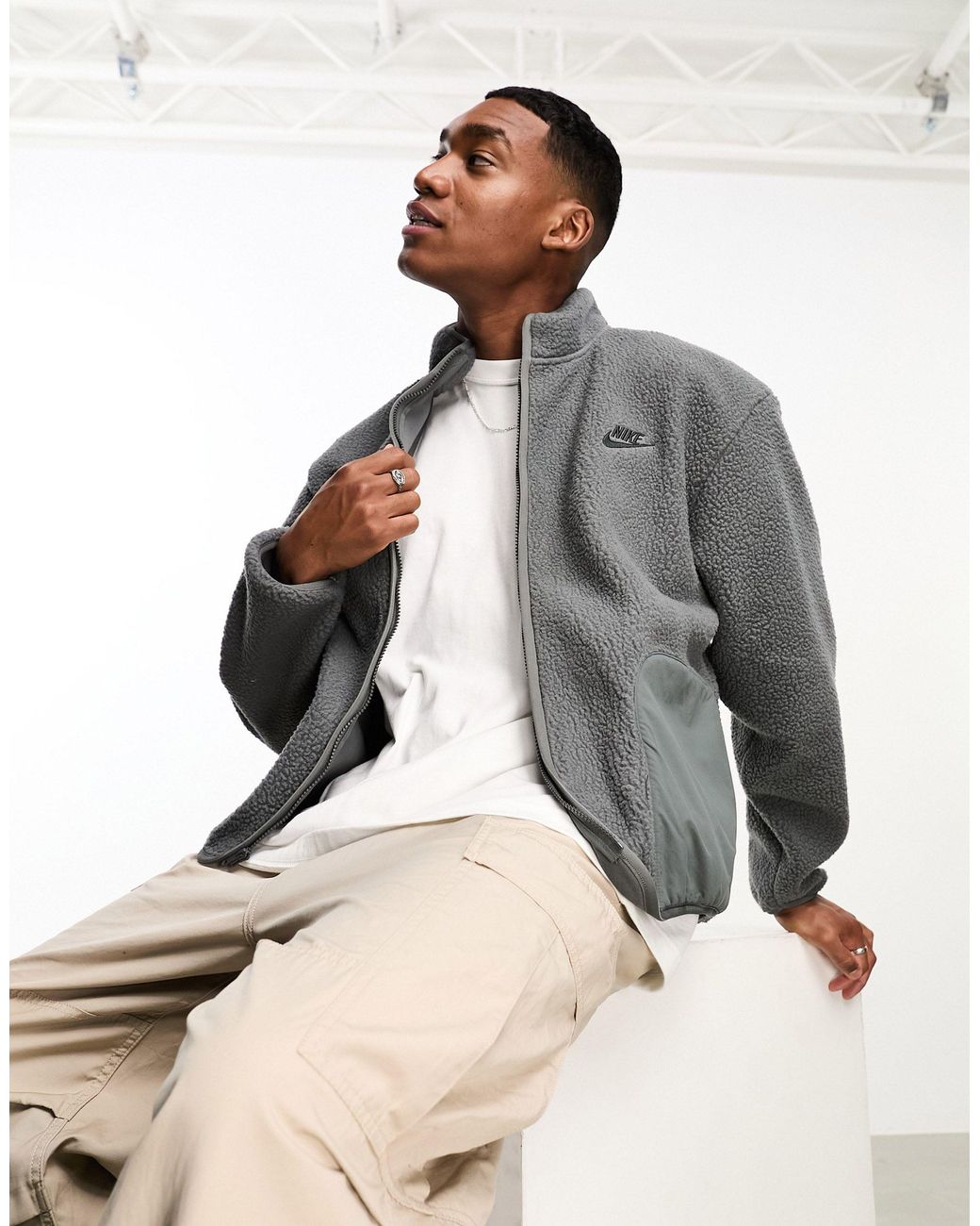 Nike Club Sherpa Winter Jacket in Grey for Men Lyst UK