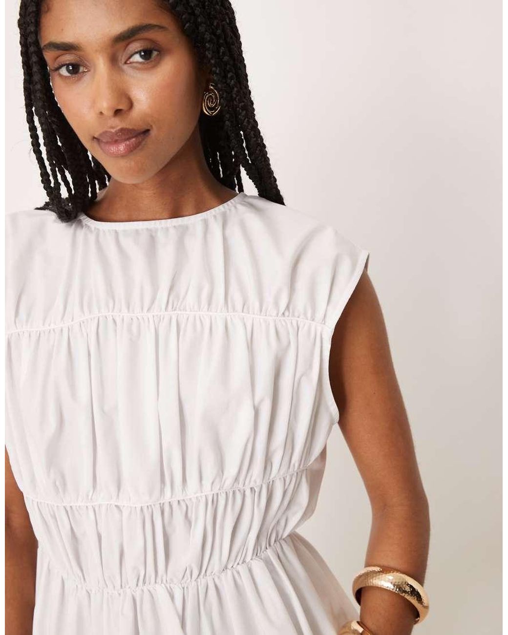 ASOS Natural Ruched Panelled Mini Dress
